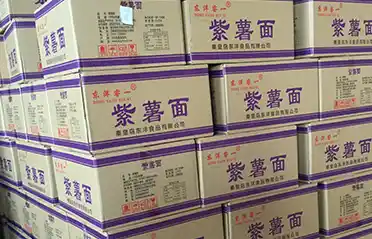 Er lilla sød kartoffel nudel kager friturestegt? Dongyang Foods bruger en ikke-stegt proces.